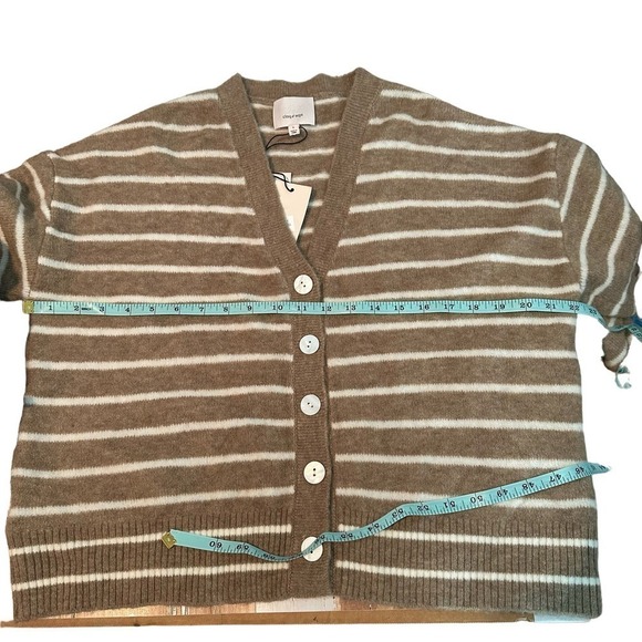 CINQ À SEPT Atlas Striped Wool Blend Cardigan Size Small Dark Oatmeal - Picture 9 of 12